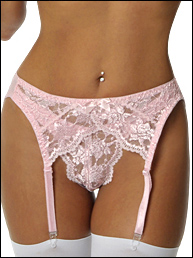 Empire Intimates 408X Pink Lace Plus Size Garter belt Pink