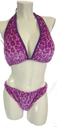 Purple Leopard Velvet full coverage 2 Piece Bathing suit