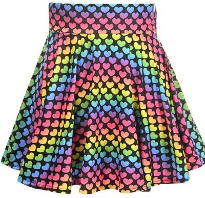 Rainbow Hearts Stretch Lycra Mini skirt
