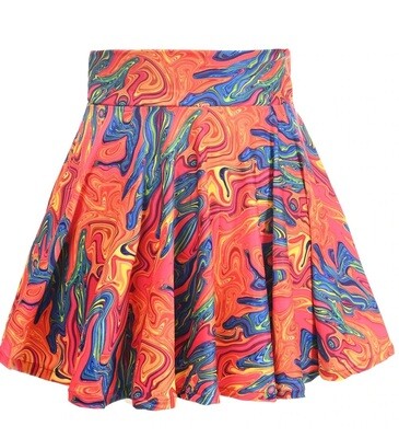 Orange Tye Dye stretch Lycra Mini skirt