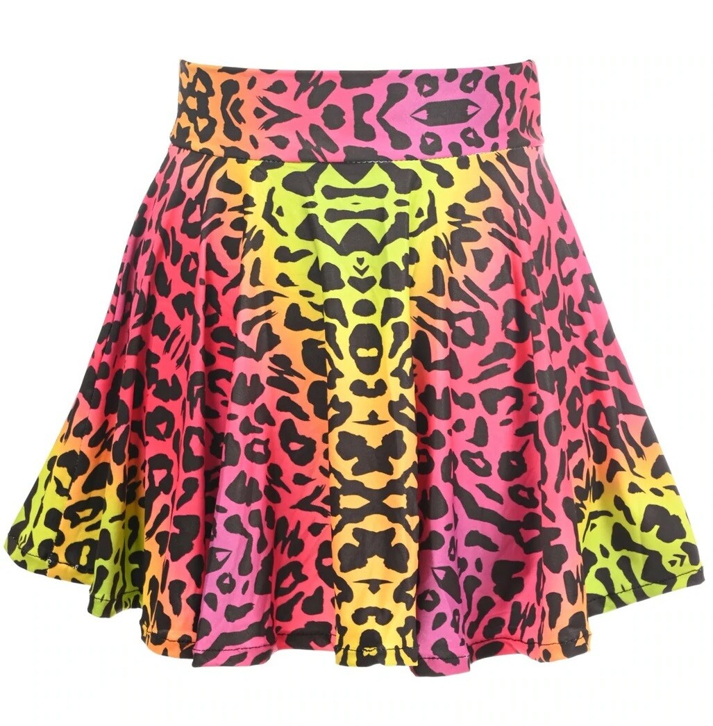 Rainbow Leopard Animal Print Stretch Mini skirt