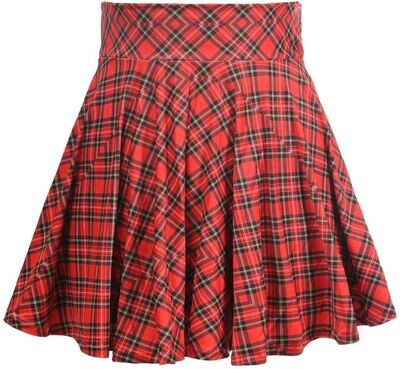 Red Plaid Stretch Lycra Mini skirt