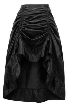 Black Satin Steam Punk Victorian Long Skirt with ruffle