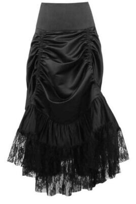 Black Satin Steam Punk Victorian Long Skirt