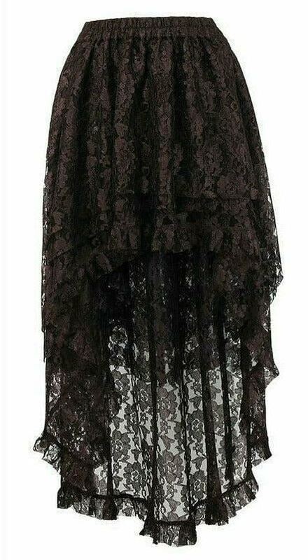 Brown Lace Hi-lo Skirt