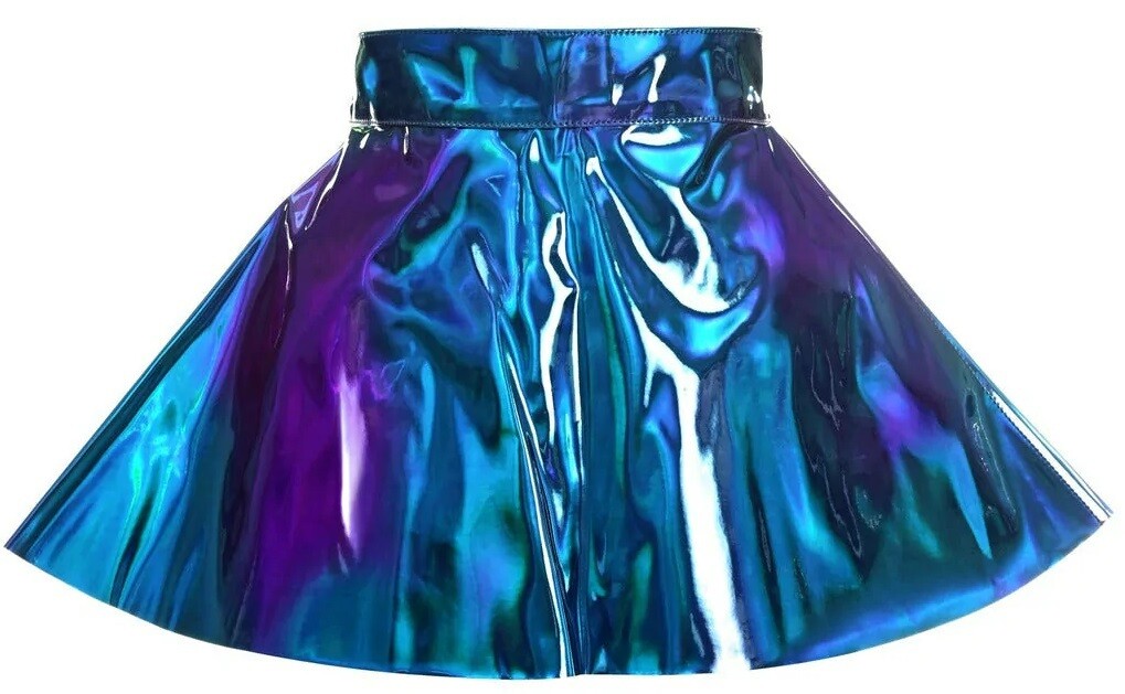 Teal Blue Hologram Skater Skirt