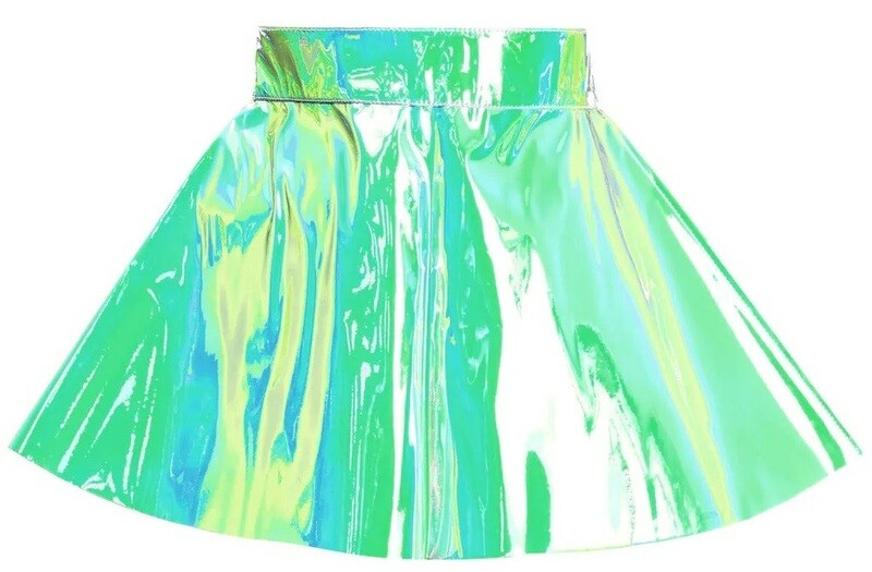 Mint Green Hologram Skater Skirt