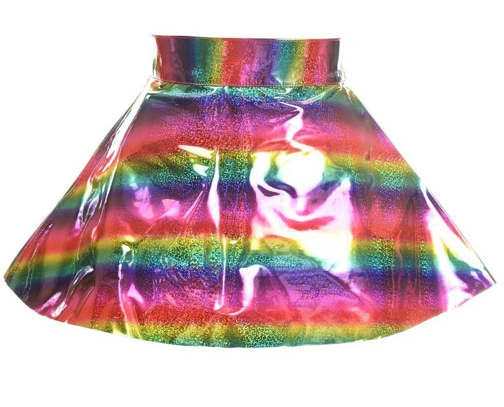 Rainbow Glitter PVC Skater Skirt