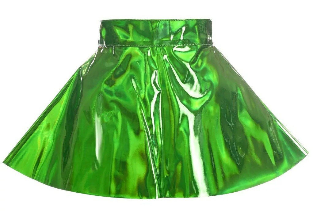 Green Holograph Skater Skirt