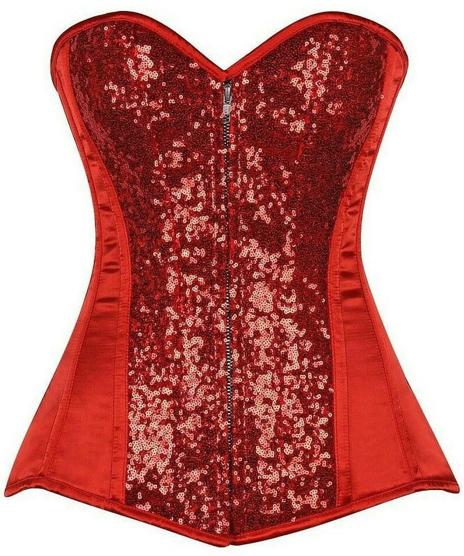 Red Sequin Steel Boned Corset
