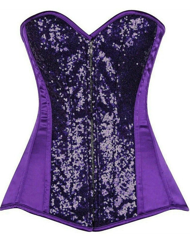 Purple Sequin Steel Boned Corset