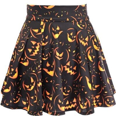 Halloween Pumpkin print Stretch Mini skirt