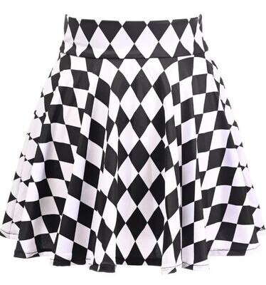 Black / White Diamond print Stretch Mini skirt