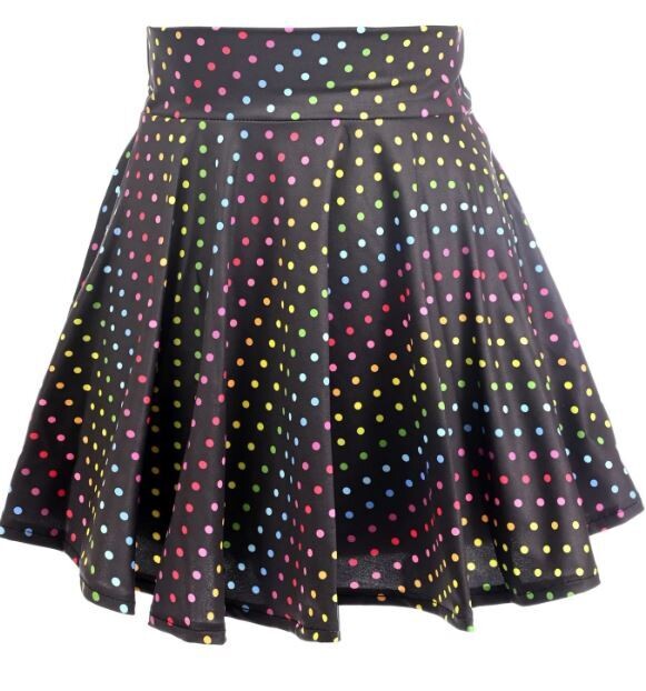 Rainbow Polka Dot print Stretch Mini skirt