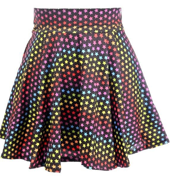 Rainbow Stars print Stretch Mini skirt