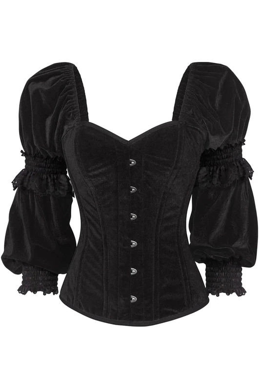 Black Velvet Victorian Corset Top