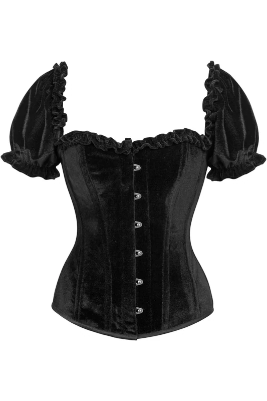 Black Velvet Corset top with cap sleeves
