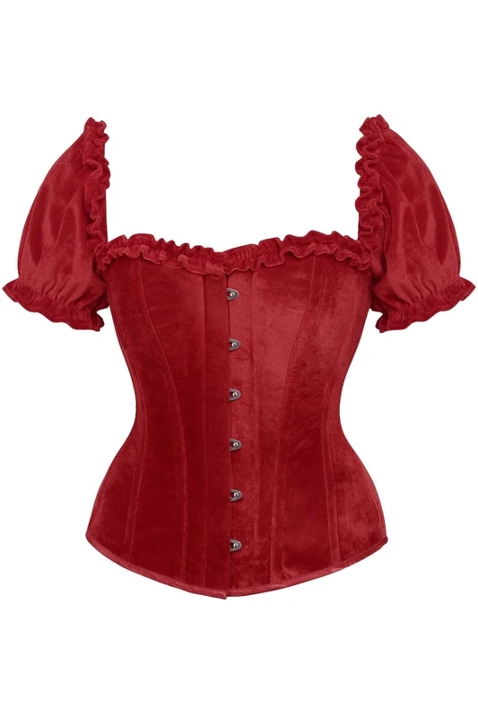 Red Velvet Corset top with cap sleeves
