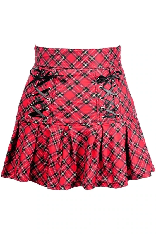 Plaid Lace-Up Skirt