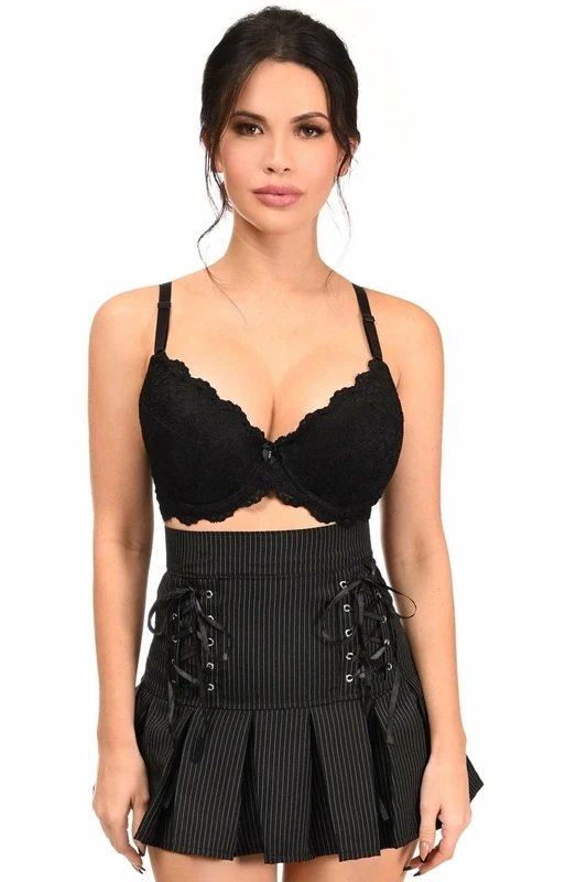 Pinstripe Lace-Up Skirt