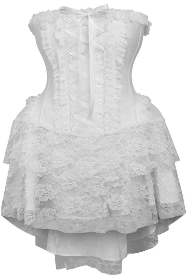 Strapless White Lace Victorian Corset Dress