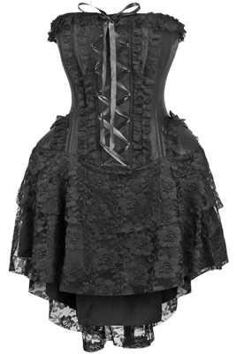 Strapless Black Lace Victorian Corset Dress