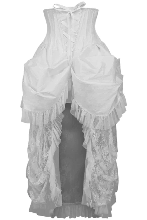 Strapless White Lace Victorian Waist Corset Skirt