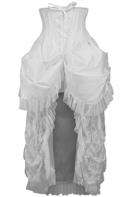 Strapless White Lace Victorian Waist Corset Skirt