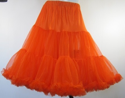 Orange​ petticoat 19.5"- 23" 40 yards Chiffon with Fluff up to 54" waist