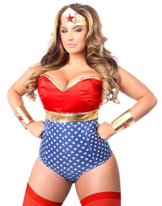 Plus Size Wonder Woman Costume Satin Corset Romper