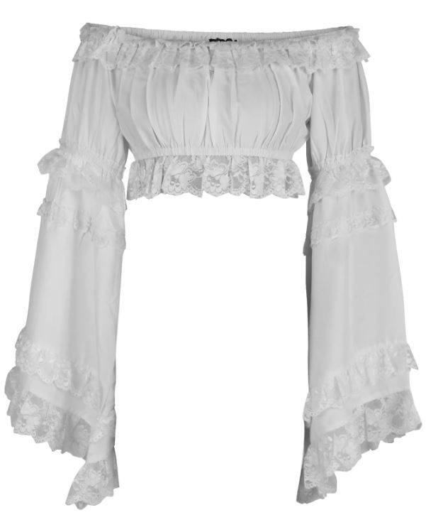 White Peasant long sleeve Crop Top with lace
