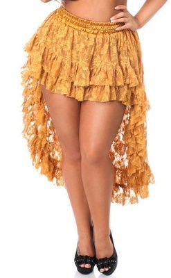 Lace skirt High Low with ruffle Bronze