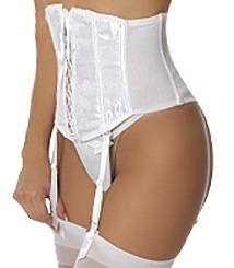 Bridal White Empire Intimates 509 jacquard satin garter belt