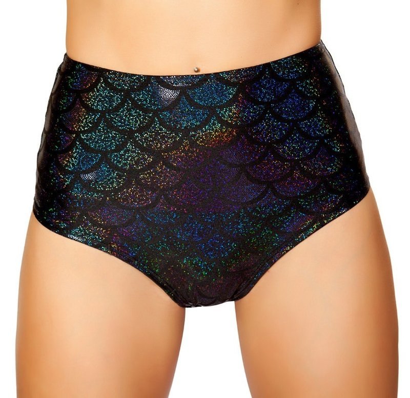 Unlined Black Mermaid High Waisted Short Pucker Bottom