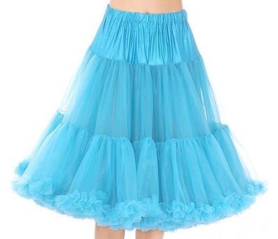 Peacock Blue​ petticoat 26" 35 yards Chiffon with Fluff up to 52" waist