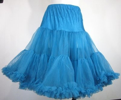 Peacock Blue​ petticoat 19.5"- 23" 40 yards Chiffon with Fluff up to 54" waist