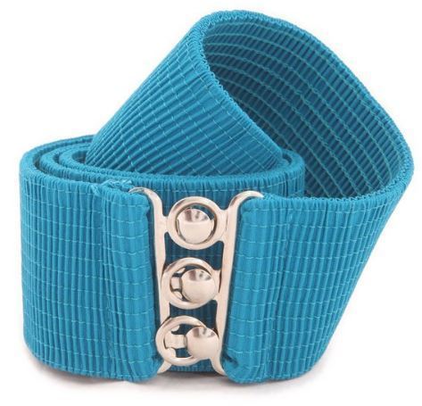 Peacock Blue 2 1/4" Cotton Stretch Belt to 50" Waist