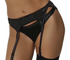 Empire Intimates 416 Shiny Sexy Satin Garter belt Black