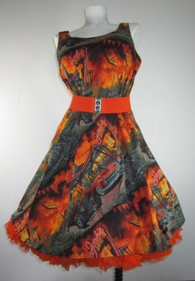 Plus Size Retro Brain Burgers Zombie Drive In Dress