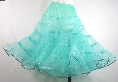 Soft Turquoise petticoat 26"- 30" Organza Crinoline up to 42" waist