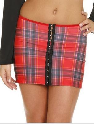 School Girl Micro mini skirt red plaid Clearance Sale size Medium Only Non refundable
