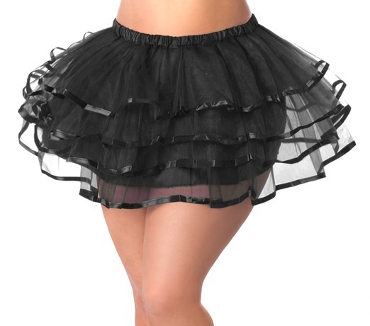 4 Layer Satin Ribbon Trim Tutu Black