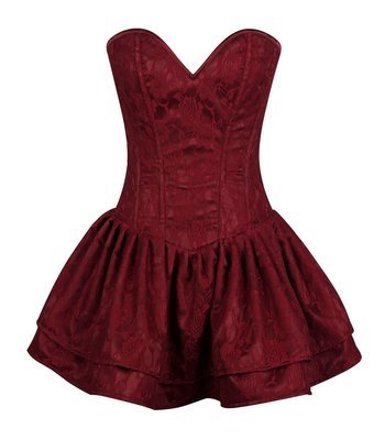 Plus size Wine Lace overlay Corset Dress