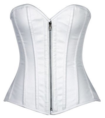Plus Size Strapless White Cotton Zipper Corset