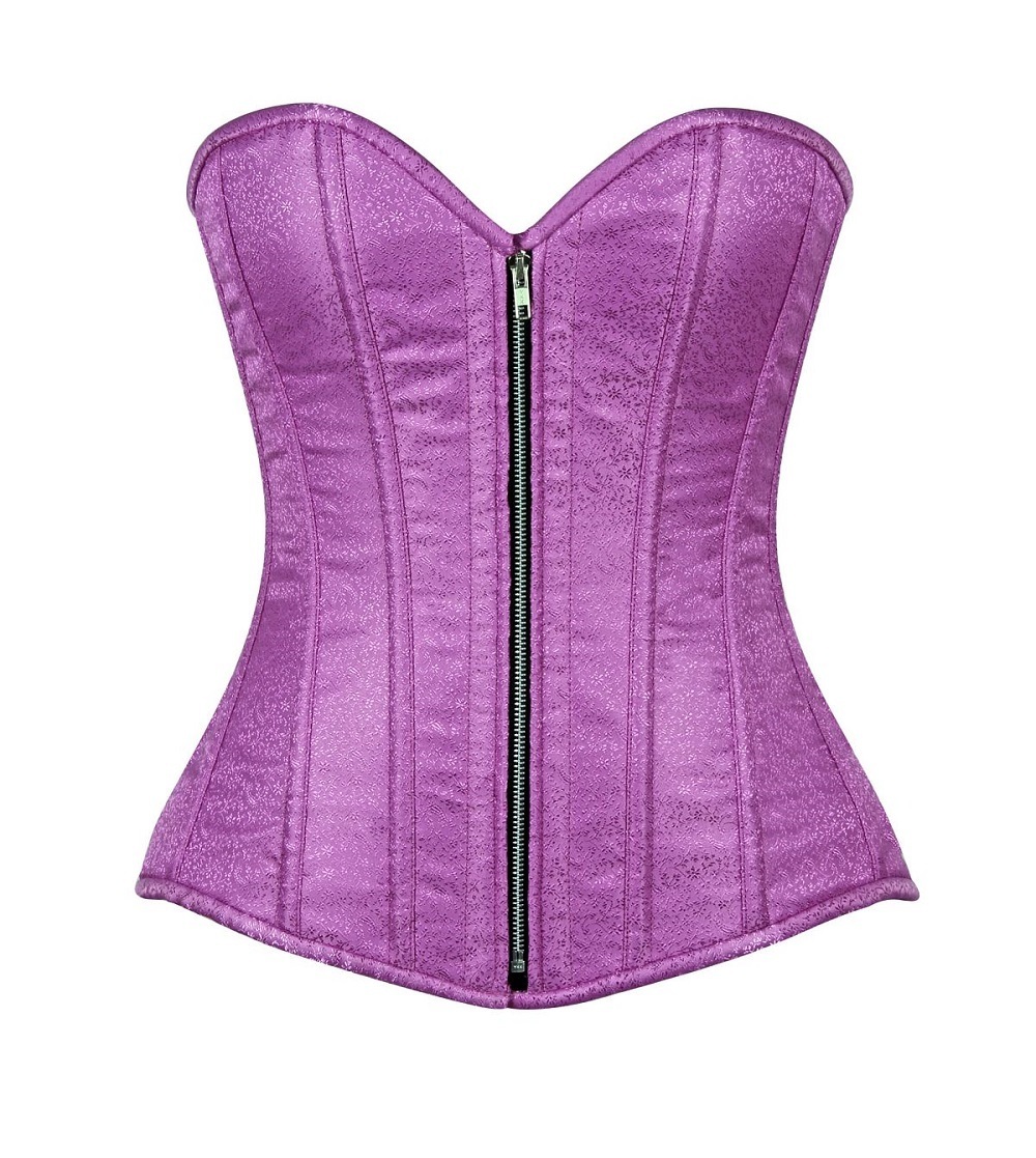 Plus size Orchid Brocade Steel Boned Corset