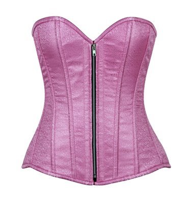 Plus size Pink Brocade Steel Boned Corset