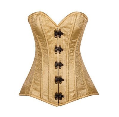 Plus size Gold Brocade Corset w Metal Clasps