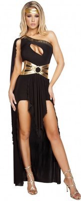 Gorgeous Goddess Black long toga dress Costume