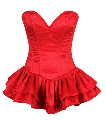 Plus Size Red Glitter Steel Boned Corset Dress