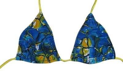 Plus size Triangle Bikini Top Blue tortoise Yellow